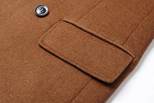 Men's Premium Wool Blend Double Breasted Long Pea Coat (as1, alpha, l, regular, regular, Camel)