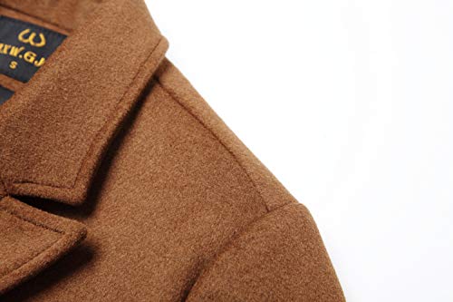 Men's Premium Wool Blend Double Breasted Long Pea Coat (as1, alpha, l, regular, regular, Camel)