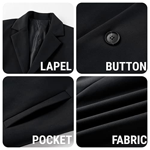 PASLTER Mens Trench Coat Slim Fit Notched Collar Fall Winter Single Breasted Pea Coat Warm Soft Overcoat