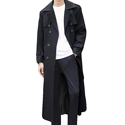 Pantete Man’s Double Breasted Trench Coat Oversized Casual windbreaker Lapel Long Jacket Overcoat