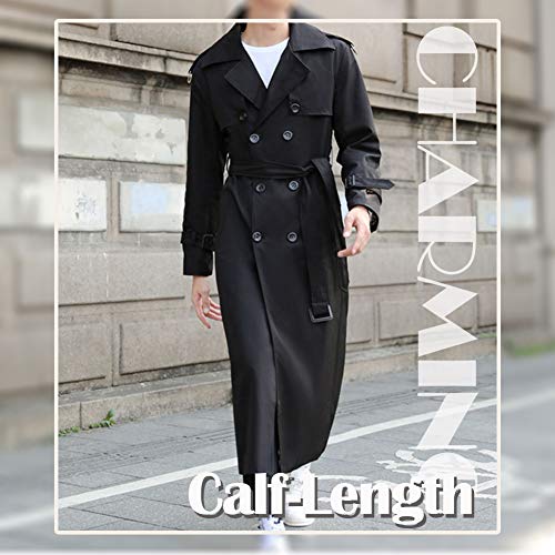 Pantete Man’s Double Breasted Trench Coat Oversized Casual windbreaker Lapel Long Jacket Overcoat