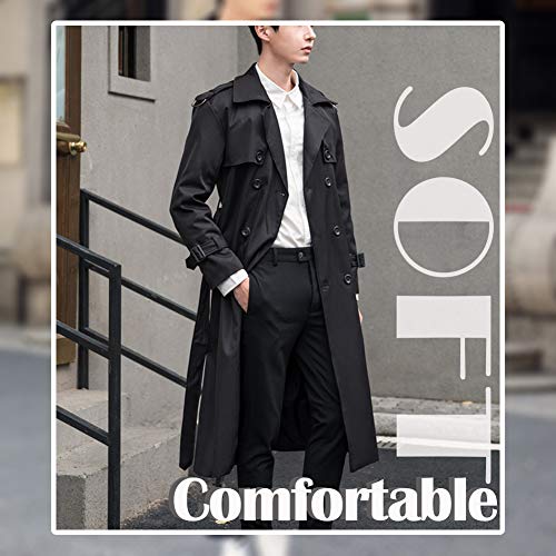Pantete Man’s Double Breasted Trench Coat Oversized Casual windbreaker Lapel Long Jacket Overcoat