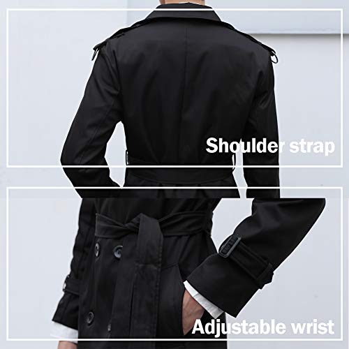 Pantete Man’s Double Breasted Trench Coat Oversized Casual windbreaker Lapel Long Jacket Overcoat