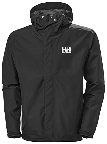 Helly Hansen Men's Seven J Waterproof Windproof Breathable Rain Jacket, 992 Black, Large