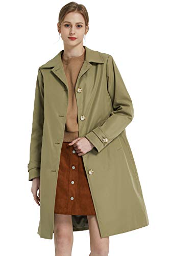 Orolay Women's Single Breasted Trench Coat Mid Long Classic Lapel Windproof Slim Outerwear Coats Armygreen Medium