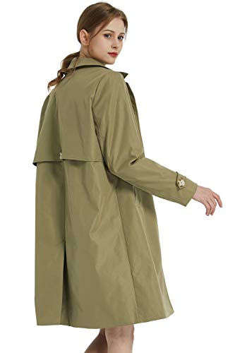 Orolay Women's Single Breasted Trench Coat Mid Long Classic Lapel Windproof Slim Outerwear Coats Armygreen Medium