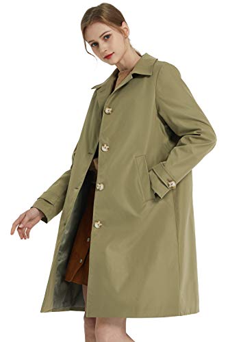 Orolay Women's Single Breasted Trench Coat Mid Long Classic Lapel Windproof Slim Outerwear Coats Armygreen Medium