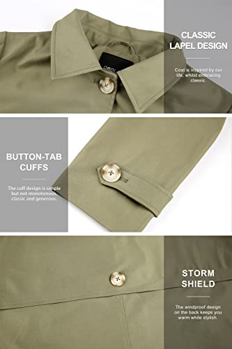 Orolay Women's Single Breasted Trench Coat Mid Long Classic Lapel Windproof Slim Outerwear Coats Armygreen Medium