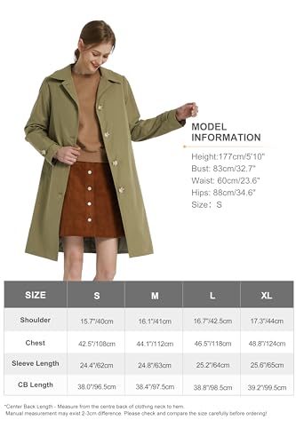 Orolay Women's Single Breasted Trench Coat Mid Long Classic Lapel Windproof Slim Outerwear Coats Armygreen Medium