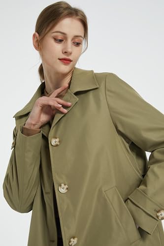 Orolay Women's Single Breasted Trench Coat Mid Long Classic Lapel Windproof Slim Outerwear Coats Armygreen Medium