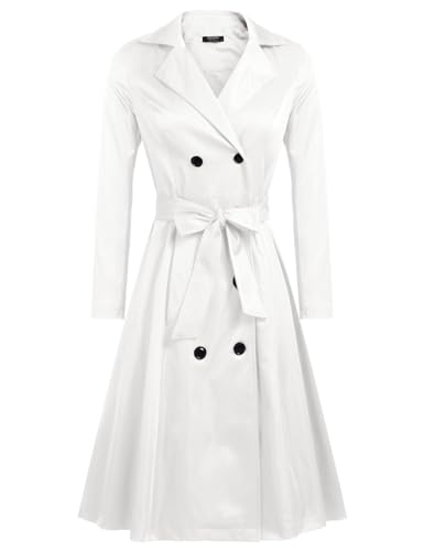 Zeagoo Women's Trench Coats Double-Breasted Long Coat with Belt