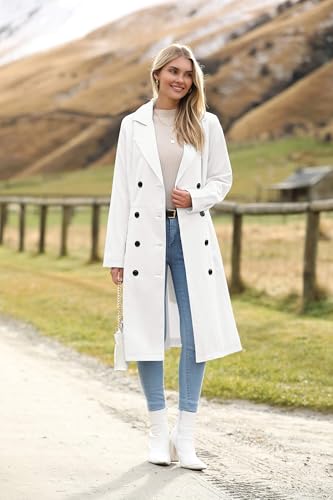 Zeagoo Women's Trench Coats Double-Breasted Long Coat with Belt