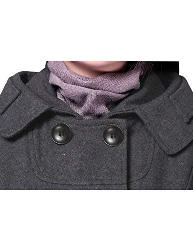 Tanming Women's Warm Double Breasted Wool Pea Coat Trench Coat Jacket with Hood (Grey-XL)