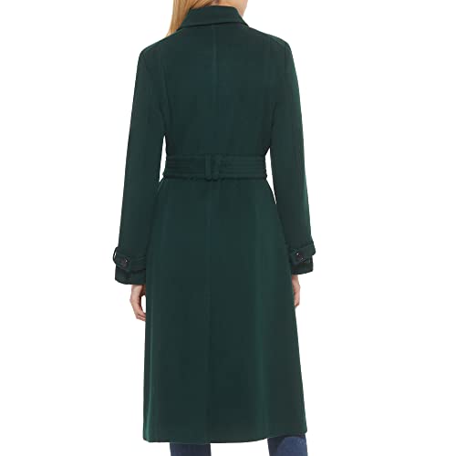 Cole Haan Women's Flared Trench Slick Wool Coat, Forest, 6