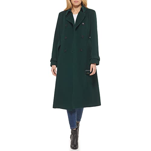Cole Haan Women's Flared Trench Slick Wool Coat, Forest, 6