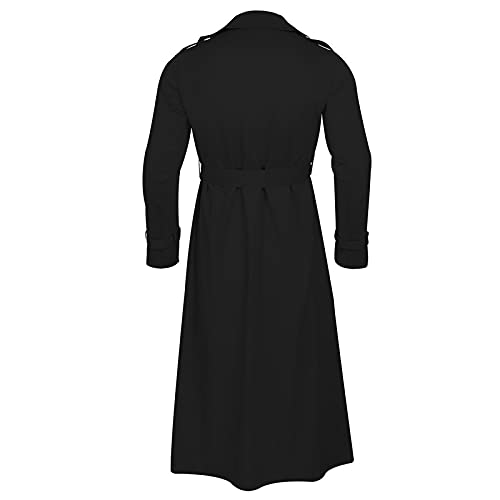 Sinzelimin Men's Trench Coat Fashion Easy Notch Lapel Business Casual Jacket Solid Long Pea Coat Windbreaker Overcoat