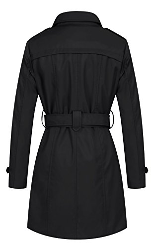 wantdo Women's Lapel Long Trench Coats Double Breasted Outerwear X-Large Black