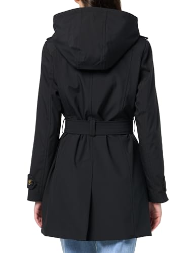 London Fog Women's Single Breasted Trench Coat, Black, X-Large