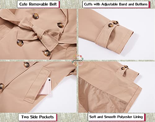 RISISSIDA Trench Coats for Women Long Double Breasted Spring Fall Plus Size Oversized Waterproof Rain Jacket Overcoat Beige 0292 XX-L