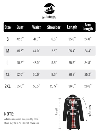 SaphiRose Women's Water-Resistant Trench Coat Double-Breasted Long Peacoat with Removable Hood(Black Medium)