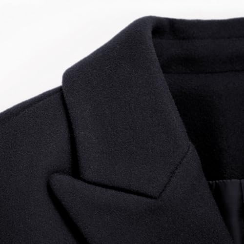 IDEALSANXUN Womens Fall Winter Wool Coats Double Breasted Midi Peacoat Trench Coats(Navy, XL)