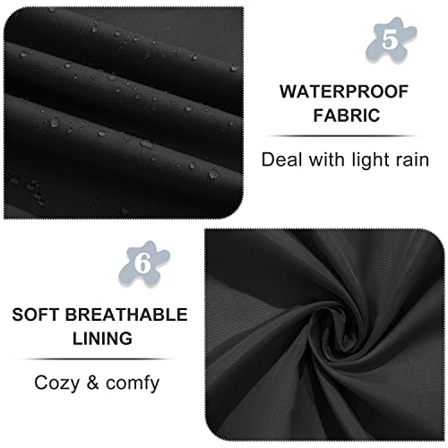 FARVALUE Women's Waterproof Trench Coat Double Breasted Windbreaker Classic Belted Lapel Overcoat with Removable Hood Black Large