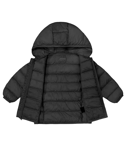 wantdo Baby Boy Girl Winter Puffer Down Jacket Toddler Hoodie Warm Snow Coat Black 3T