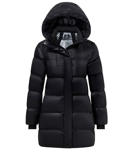 wantdo Women's Winter Puffer Jackets Winter Warm Parka Long Coat Snow Jacket (Black M)