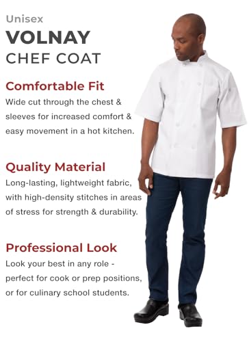 Chef Works Men's Volnay Chef Coat, White, X-Large
