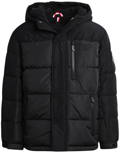 Reebok Boys' Winter Coat - Heavyweight Quilted Puffer Snow Parka - Weather Resistant Ski Jacket for Boys (8-20), Size 18-20, Jet Black