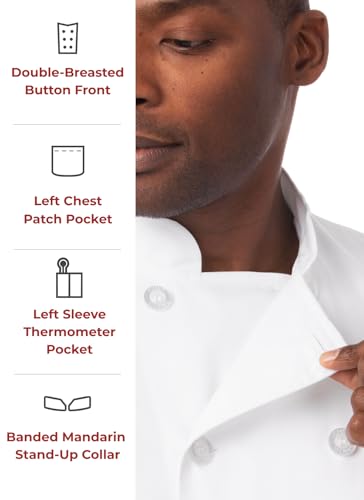 Chef Works Men's Volnay Chef Coat, White, X-Large