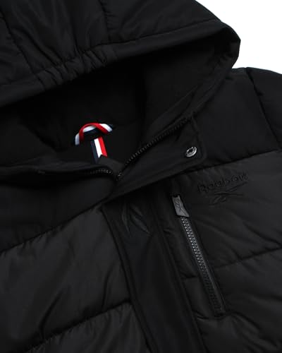 Reebok Boys' Winter Coat - Heavyweight Quilted Puffer Snow Parka - Weather Resistant Ski Jacket for Boys (8-20), Size 18-20, Jet Black