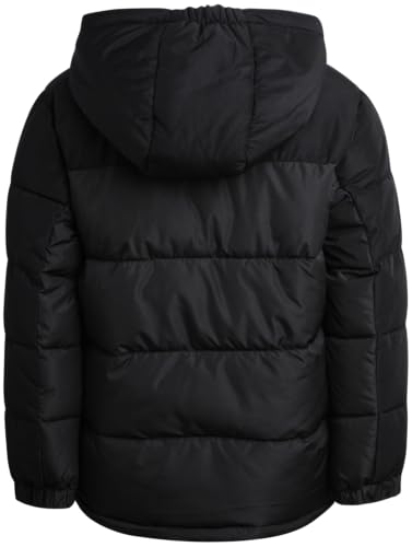 Reebok Boys' Winter Coat - Heavyweight Quilted Puffer Snow Parka - Weather Resistant Ski Jacket for Boys (8-20), Size 18-20, Jet Black