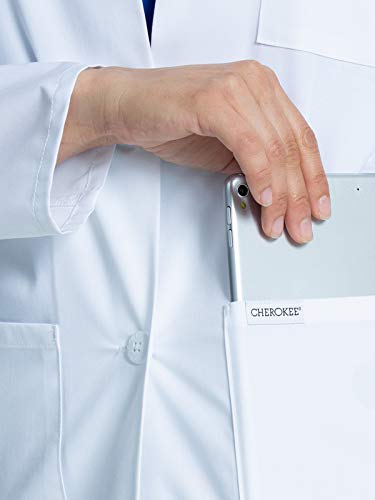 Cherokee White Lab Coat for Women with Notched Lapels with Button Closure and 3 Pockets CK452, S, White