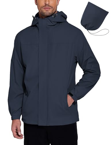 COOFANDY Rain Jackets For Men Waterproof Packable Travel Rain Jacket All-Round Windbreaker Rain Coat With Zipper Pockets