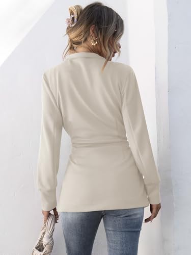 ANRABESS Women's Jacket Belted 2024 Fall Wrap Tie Trench Coat Casual Button Up Ladies Dressy Light Outerwear With Pockets Apricot X-Large