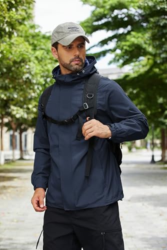 COOFANDY Rain Jackets For Men Waterproof Packable Travel Rain Jacket All-Round Windbreaker Rain Coat With Zipper Pockets