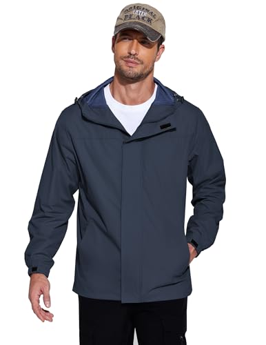 COOFANDY Rain Jackets For Men Waterproof Packable Travel Rain Jacket All-Round Windbreaker Rain Coat With Zipper Pockets