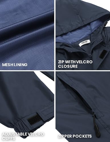 COOFANDY Rain Jackets For Men Waterproof Packable Travel Rain Jacket All-Round Windbreaker Rain Coat With Zipper Pockets