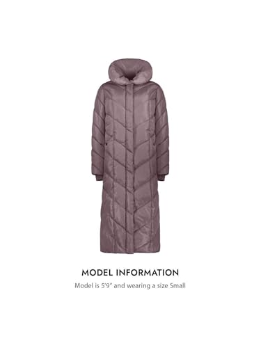 Steve Madden womens Long Chevron Maxi Puffer down alternative outerwear coats, Titanium, Medium US