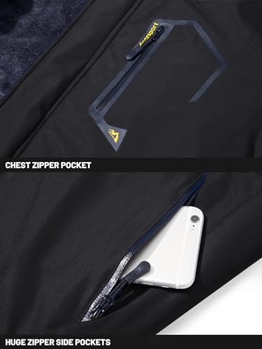 TACVASEN Winter Jacket for Men Fleece Jacket Ski Coat Snowboarding Warm Jacket Winter Parka for Men Hooded Waterproof Rain Coat Tactical Jacket