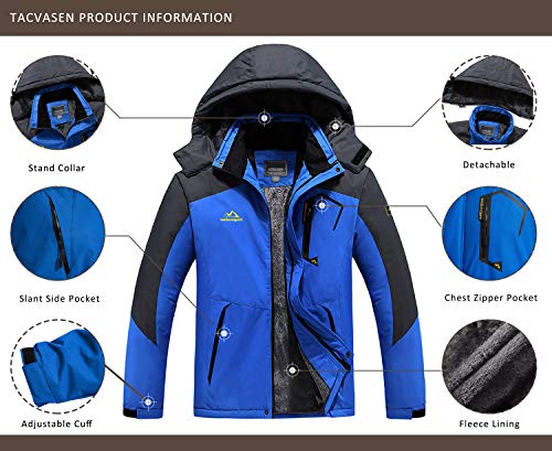 TACVASEN Winter Jacket for Men Fleece Jacket Ski Coat Snowboarding Warm Jacket Winter Parka for Men Hooded Waterproof Rain Coat Tactical Jacket