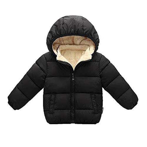 Toddler Baby Hooded Down Jacket Boys Girls Kids Thicken Warm Winter Coat Outerwear 2-3t Black