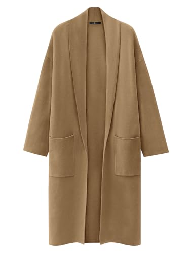 LILLUSORY Sweater Coats for Women Oversized Long Cardigans Lightweight Camel Coat Cute 2024 Winter Outfits