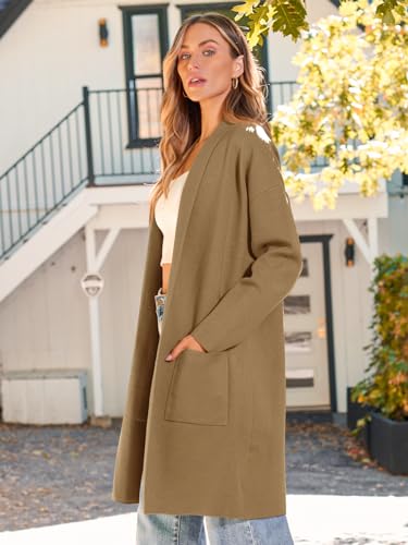 LILLUSORY Sweater Coats for Women Oversized Long Cardigans Lightweight Camel Coat Cute 2024 Winter Outfits