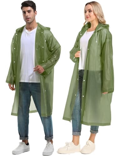 HOOMBOOM Rain Ponchos for Adults Reusable Raincoats Hooded for Women Men Survival Heavy Duty Military Impermeable 2 Packs Rain Coat