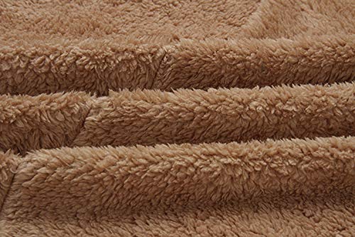 Angashion Women's Fuzzy Fleece Lapel Open Front Long Cardigan Coat Faux Fur Warm Winter Outwear Jackets Dark Camel S