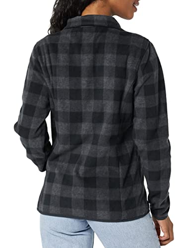Amazon Essentials Women's Classic-Fit Full-Zip Polar Soft Fleece Jacket (Available in Plus Size), Charcoal Mini Buffalo Plaid, Medium