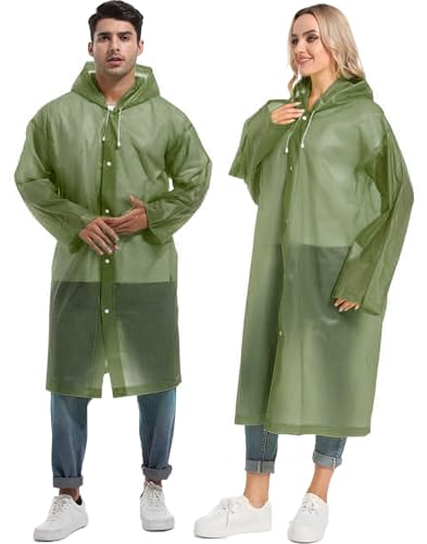 HOOMBOOM Rain Ponchos for Adults Reusable Raincoats Hooded for Women Men Survival Heavy Duty Military Impermeable 2 Packs Rain Coat