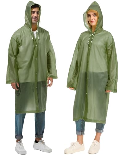 HOOMBOOM Rain Ponchos for Adults Reusable Raincoats Hooded for Women Men Survival Heavy Duty Military Impermeable 2 Packs Rain Coat